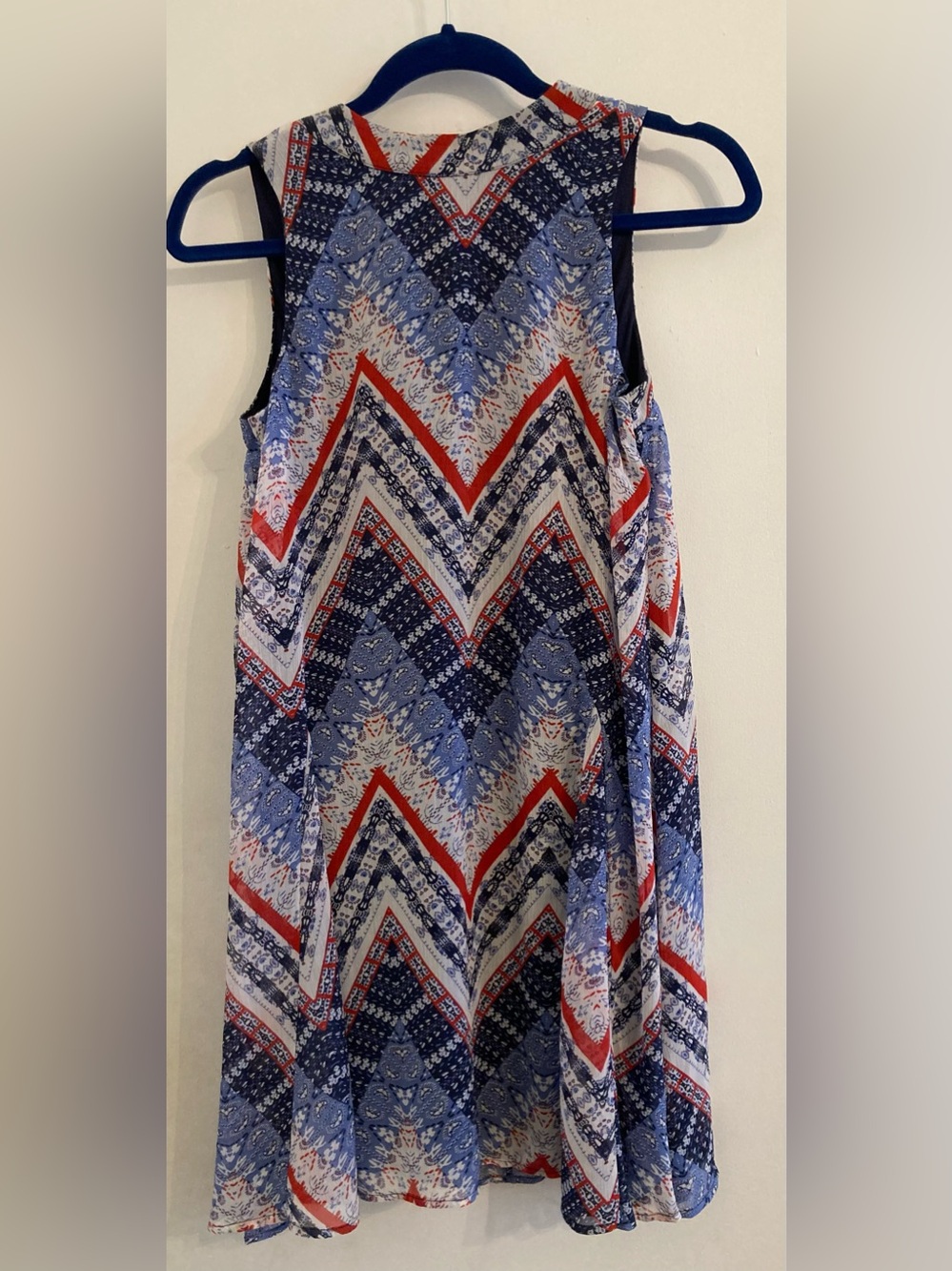 Speechless Red White and Navy Blue Patterned Dress